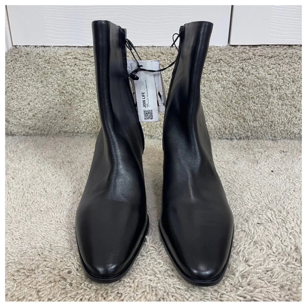 NWT! Zara BLOCK HEEL LEATHER ANKLE BOOTS